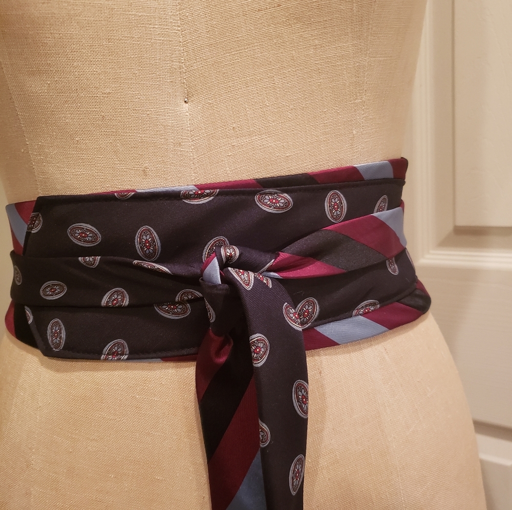 Upcycled, Thrifted, Unique, One Of A Kind, Handmade Bold Wrap Tie Belt